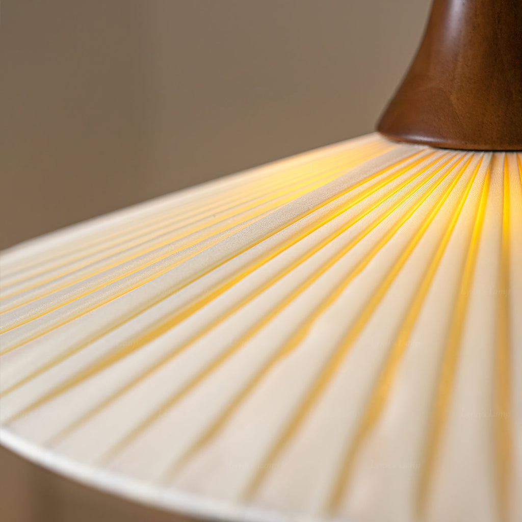 Vionne Mid-Century Wood and White Pendant Lamp