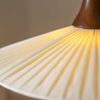 Vionne Mid-Century Wood and White Pendant Lamp