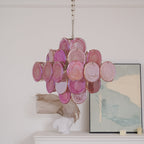 Aurora Chandelier Pink Glass Disc Layered Romantic