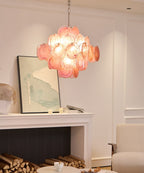 Aurora Chandelier Pink Glass Disc Layered Romantic