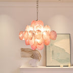 Aurora Chandelier Pink Glass Disc Layered Romantic