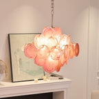 Aurora Chandelier Pink Glass Disc Layered Romantic