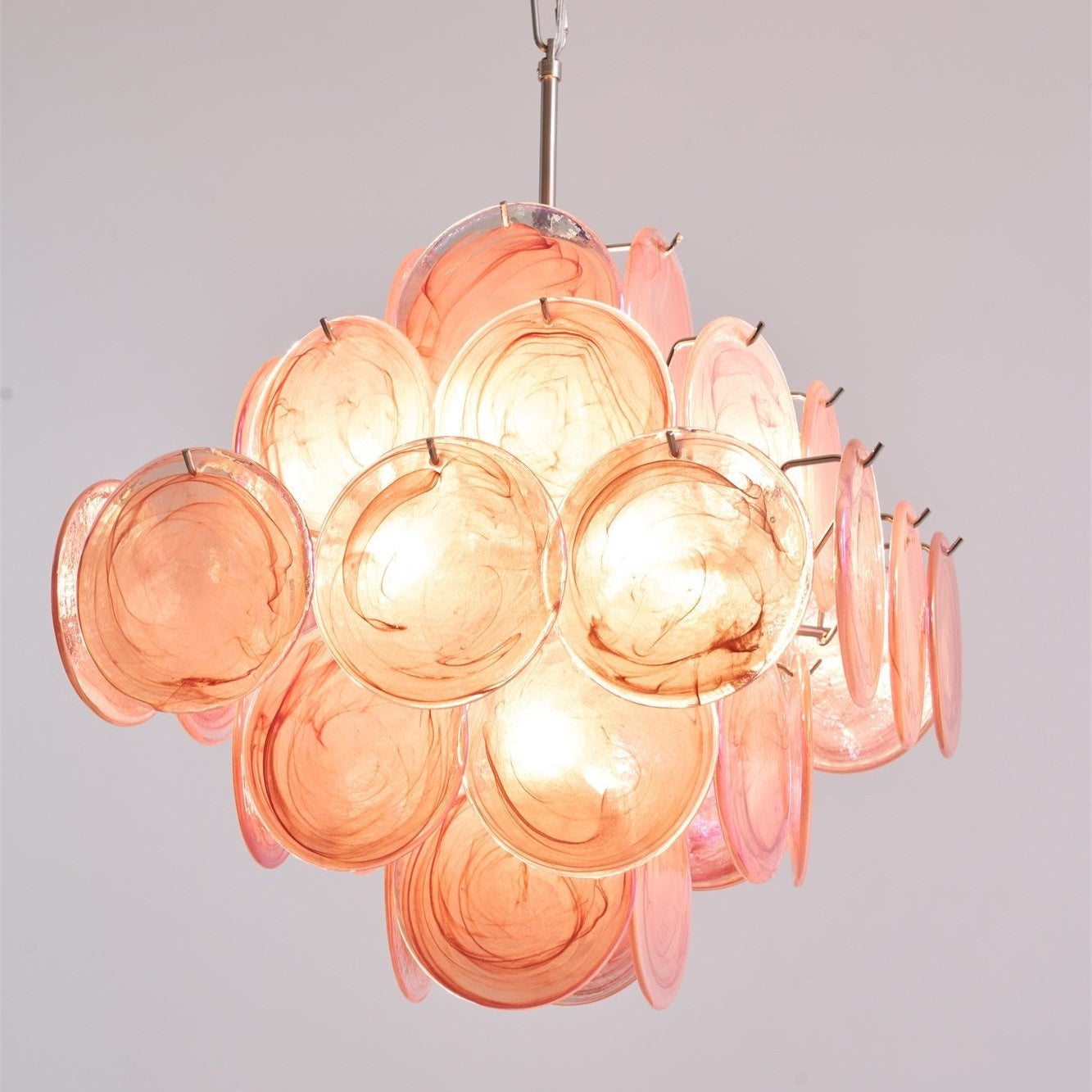 Aurora Chandelier Pink Glass Disc Layered Romantic