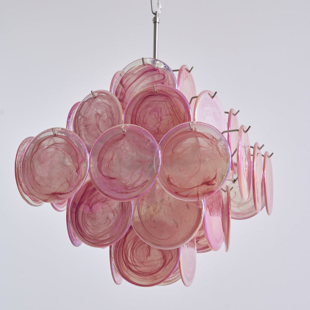 Aurora Chandelier Pink Glass Disc Layered Romantic