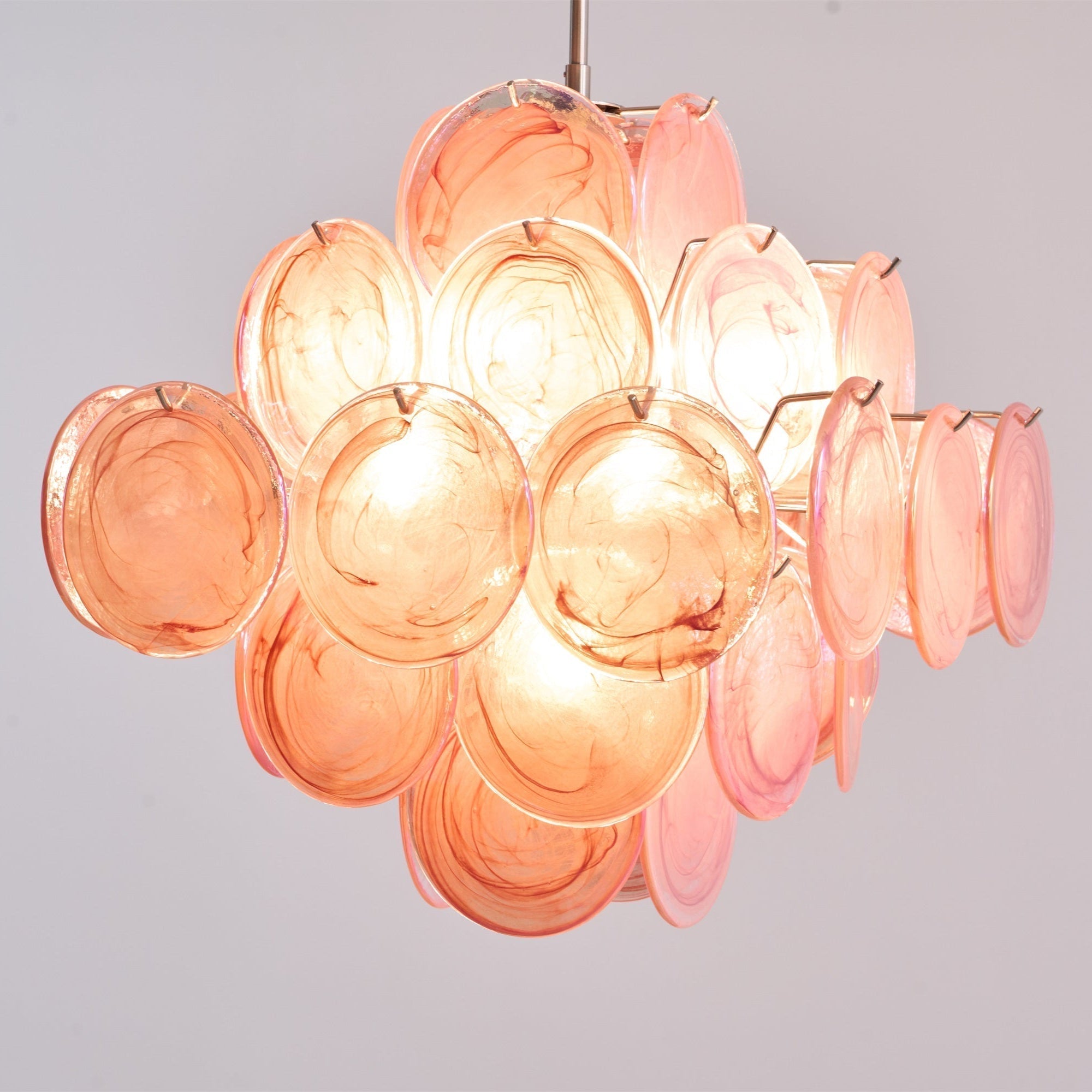 Aurora Chandelier Pink Glass Disc Layered Romantic