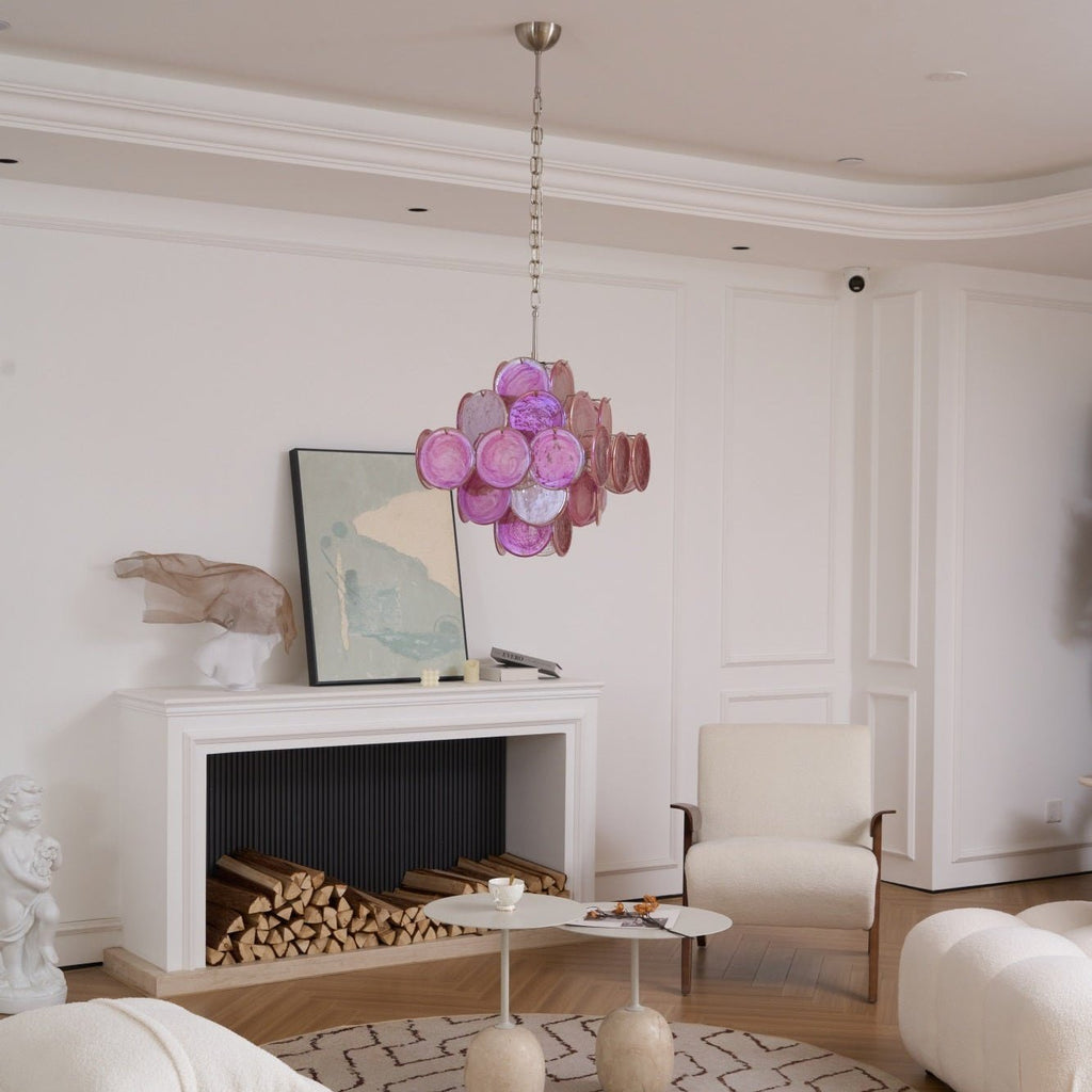 Aurora Chandelier Pink Glass Disc Layered Romantic