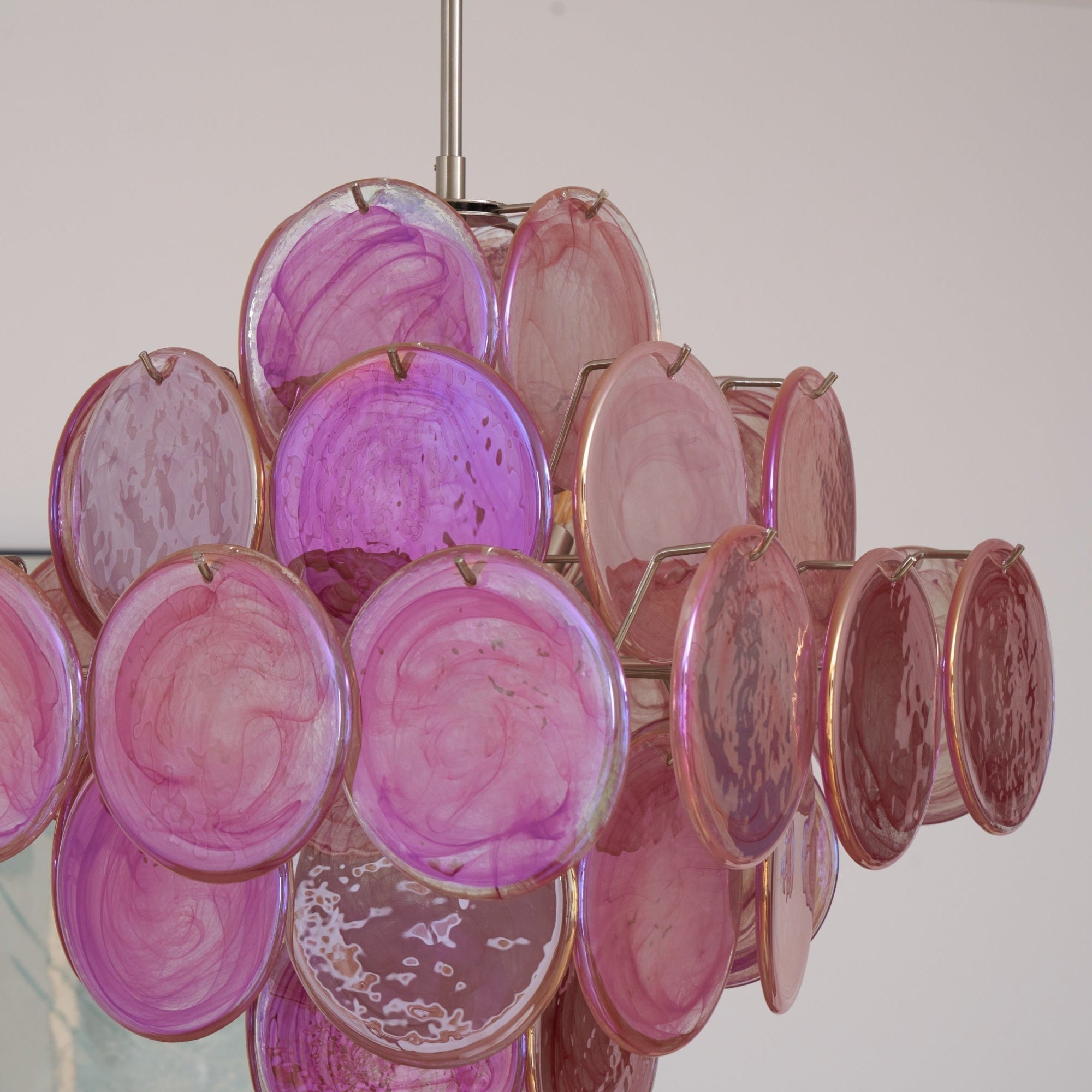 Aurora Chandelier Pink Glass Disc Layered Romantic