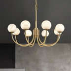 Mjolkuvys Modern Minimalist Globe Brass Alabaster Chandelier