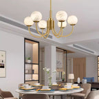 Mjolkuvys Modern Minimalist Globe Brass Alabaster Chandelier