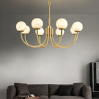 Mjolkuvys Modern Minimalist Globe Brass Alabaster Chandelier