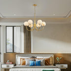 Mjolkuvys Modern Minimalist Globe Brass Alabaster Chandelier