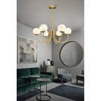 Mjolkuvys Modern Minimalist Globe Brass Alabaster Chandelier