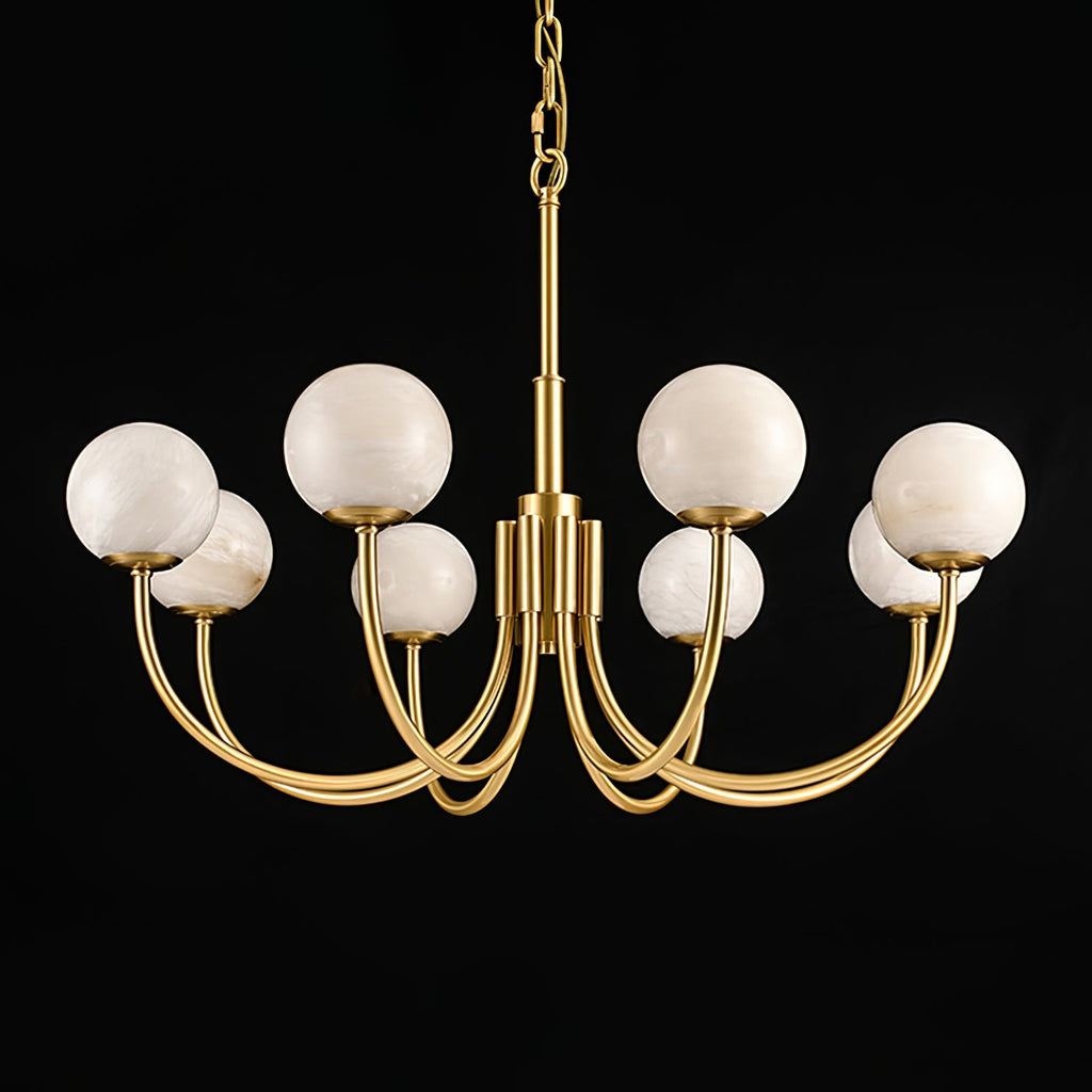 Mjolkuvys Modern Minimalist Globe Brass Alabaster Chandelier