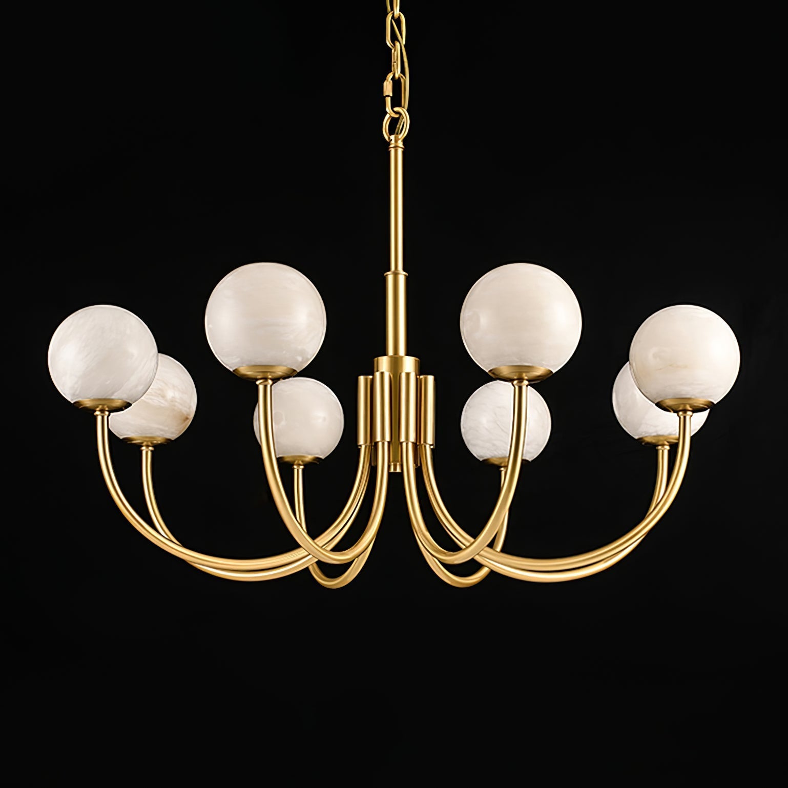 Mjolkuvys Modern Minimalist Globe Brass Alabaster Chandelier