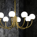 Mjolkuvys Modern Minimalist Globe Brass Alabaster Chandelier