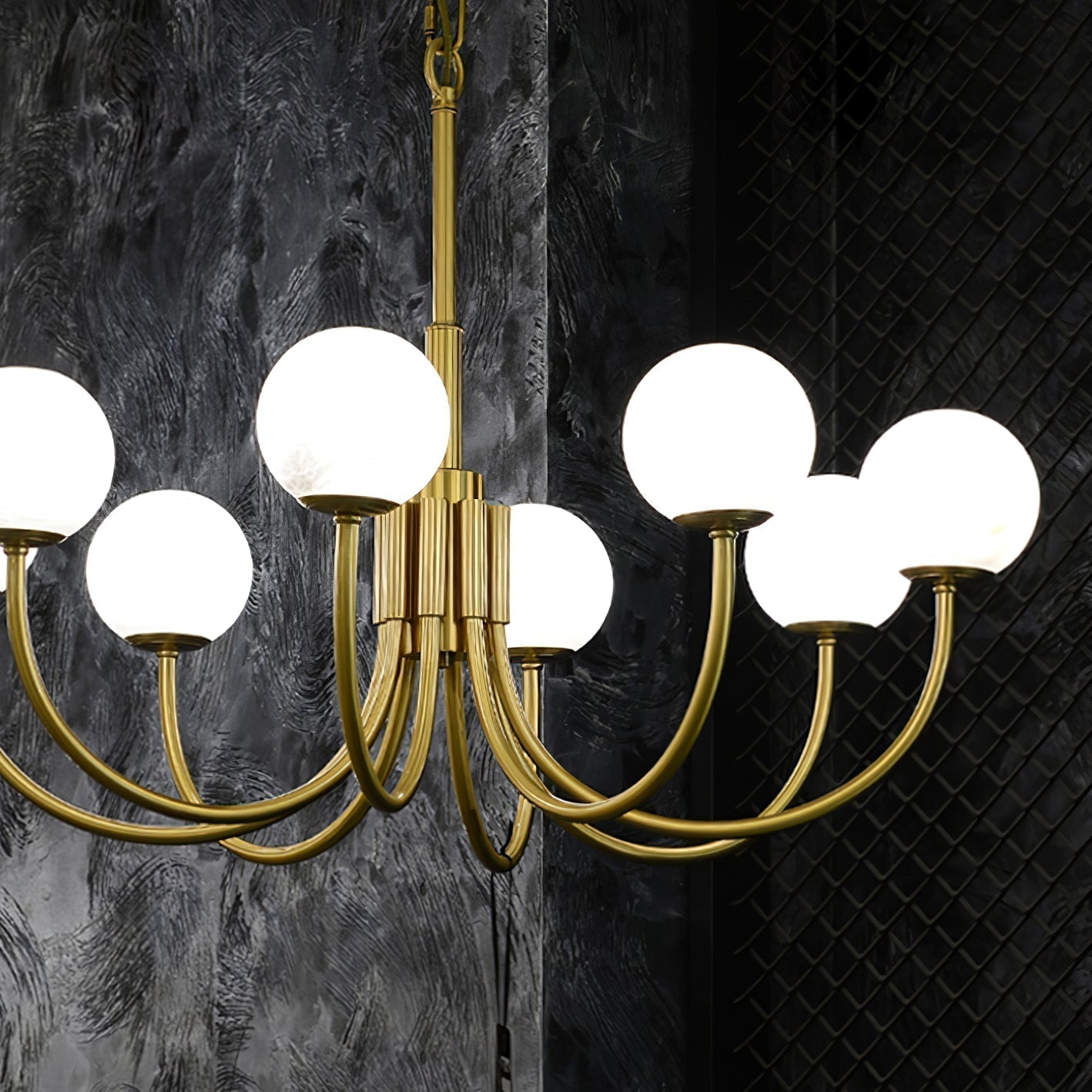 Alira Chandelier Vintage in Alabaster - Kingsley Beaumont