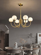 Mjolkuvys Modern Minimalist Globe Brass Alabaster Chandelier