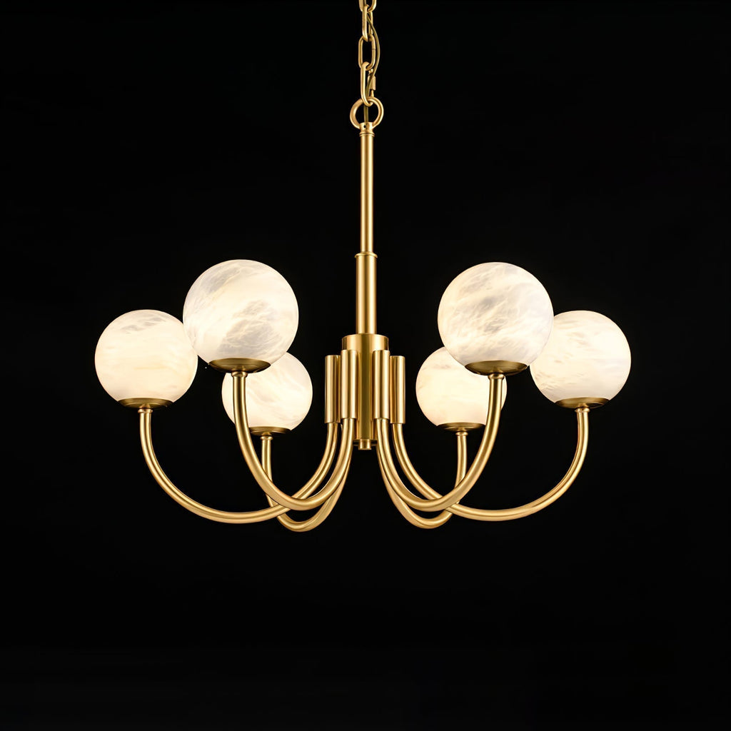 Alira Chandelier Vintage in Alabaster - Kingsley Beaumont