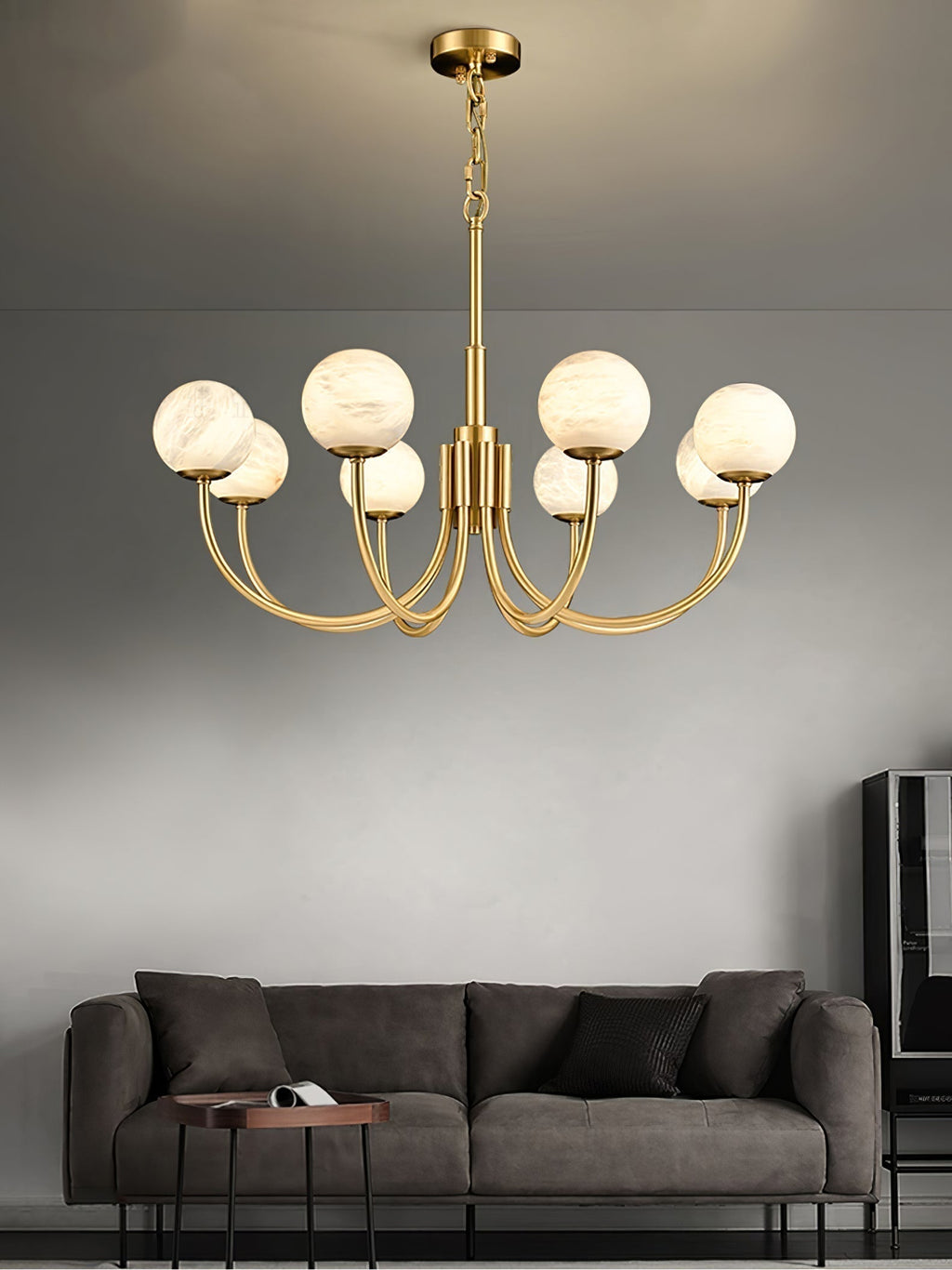 Alira Chandelier Vintage in Alabaster - Kingsley Beaumont