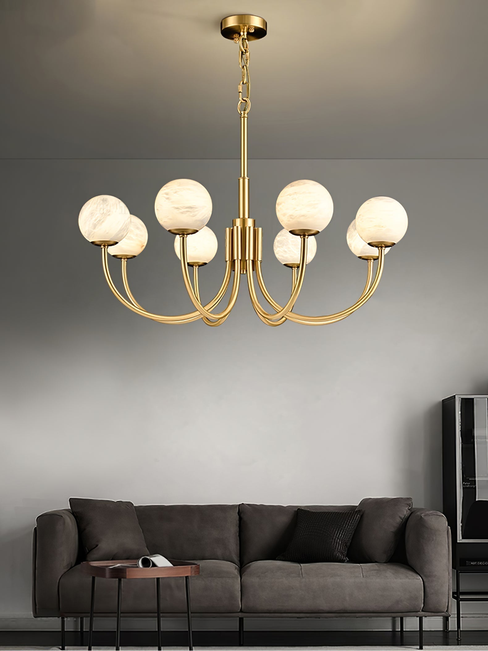 Alira Chandelier Vintage in Alabaster - Kingsley Beaumont