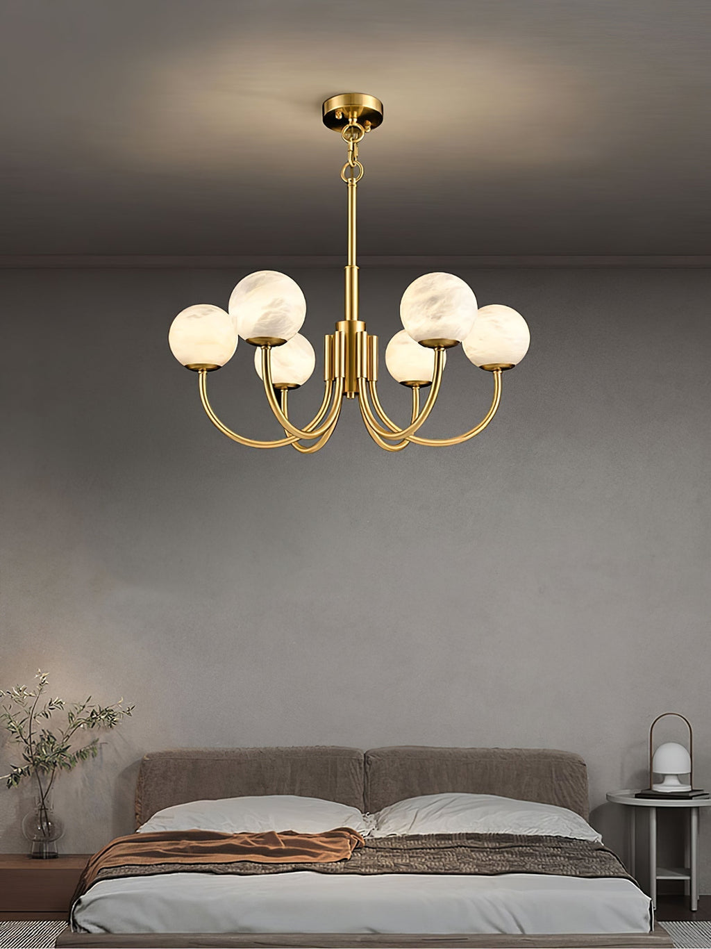 Alira Chandelier Vintage in Alabaster - Kingsley Beaumont