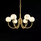 Mjolkuvys Modern Minimalist Globe Brass Alabaster Chandelier