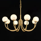 Mjolkuvys Modern Minimalist Globe Brass Alabaster Chandelier