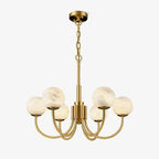 Mjolkuvys Modern Minimalist Globe Brass Alabaster Chandelier