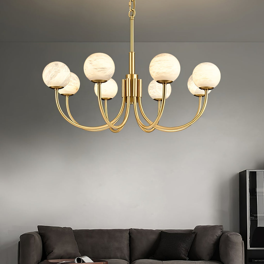 Alira Chandelier Vintage in Alabaster - Kingsley Beaumont