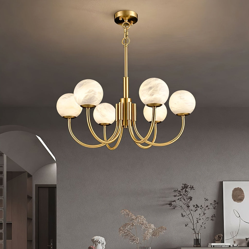 Alira Chandelier Vintage in Alabaster - Kingsley Beaumont