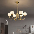 Mjolkuvys Modern Minimalist Globe Brass Alabaster Chandelier