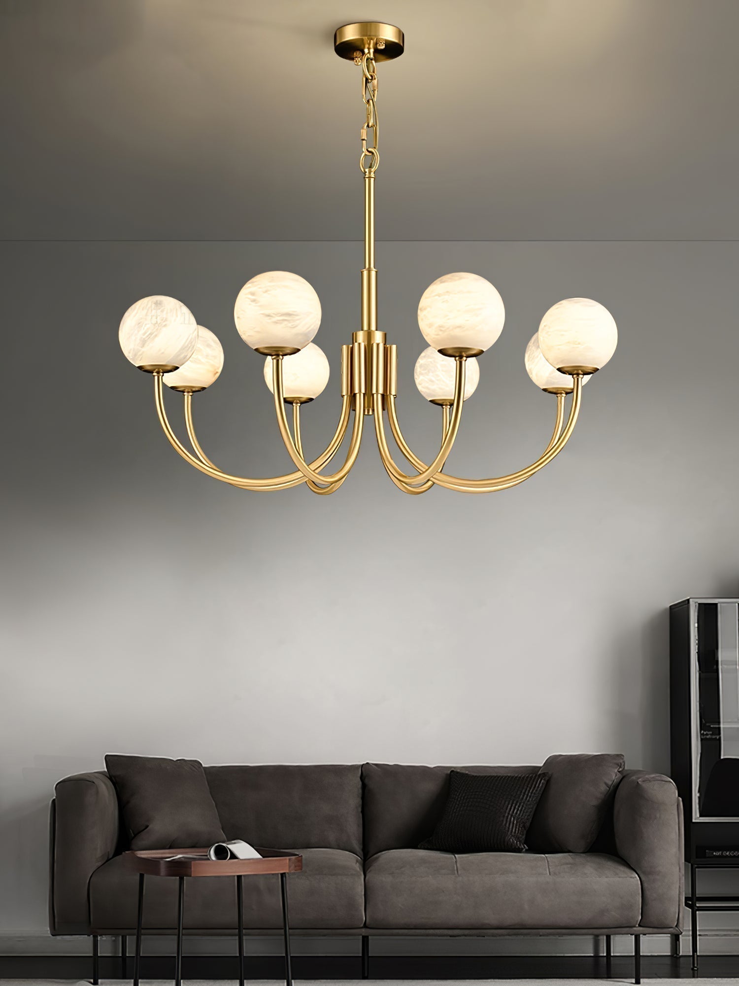 Alira Chandelier Vintage in Alabaster - Kingsley Beaumont