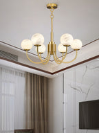 Mjolkuvys Modern Minimalist Globe Brass Alabaster Chandelier