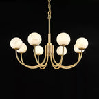 Mjolkuvys Modern Minimalist Globe Brass Alabaster Chandelier