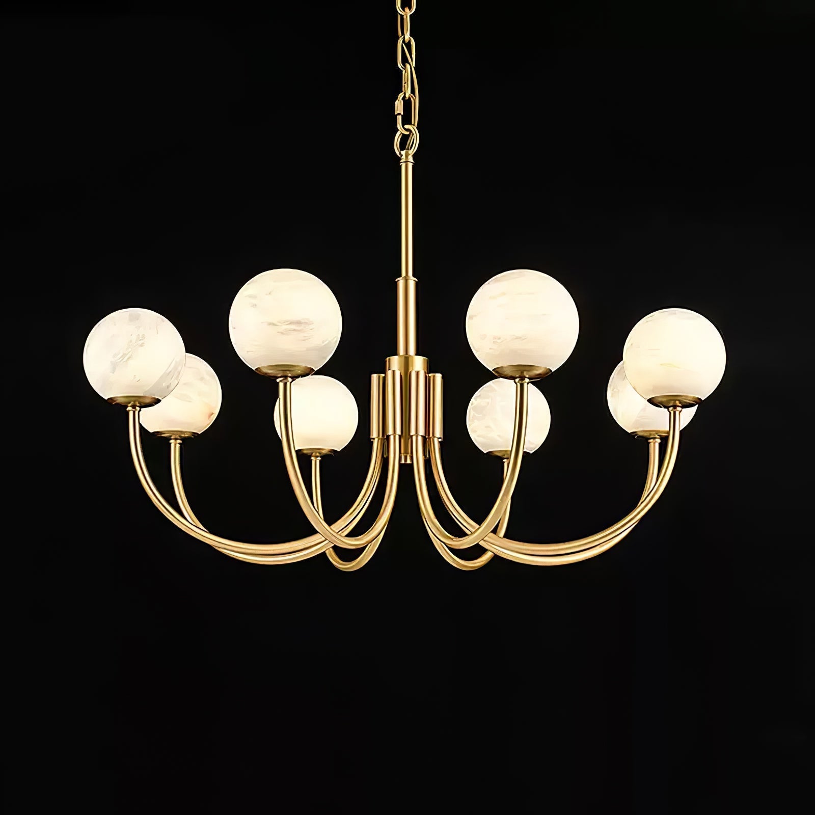 Mjolkuvys Modern Minimalist Globe Brass Alabaster Chandelier
