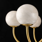 Mjolkuvys Modern Minimalist Globe Brass Alabaster Chandelier