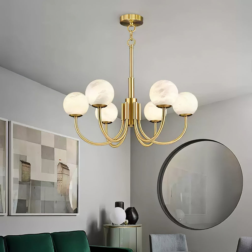 Alira Chandelier Vintage in Alabaster - Kingsley Beaumont