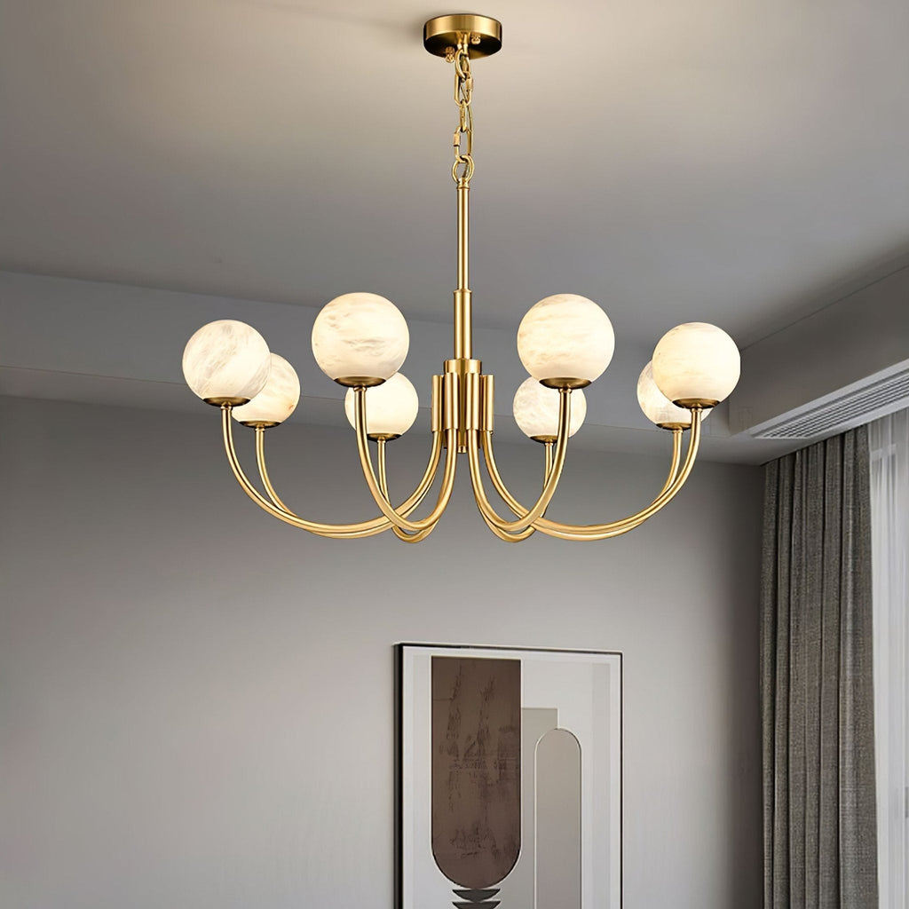 Alira Chandelier Vintage in Alabaster - Kingsley Beaumont