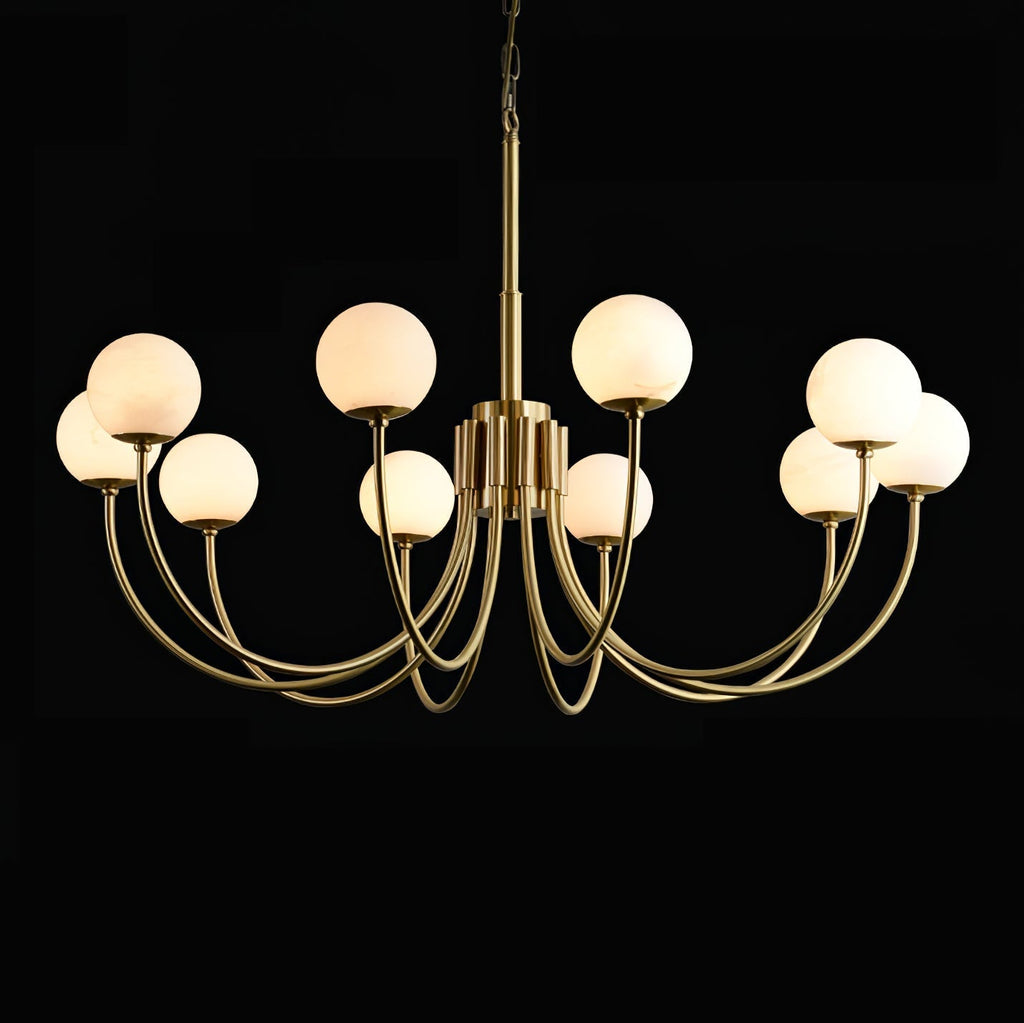 Mjolkuvys Modern Minimalist Globe Brass Alabaster Chandelier