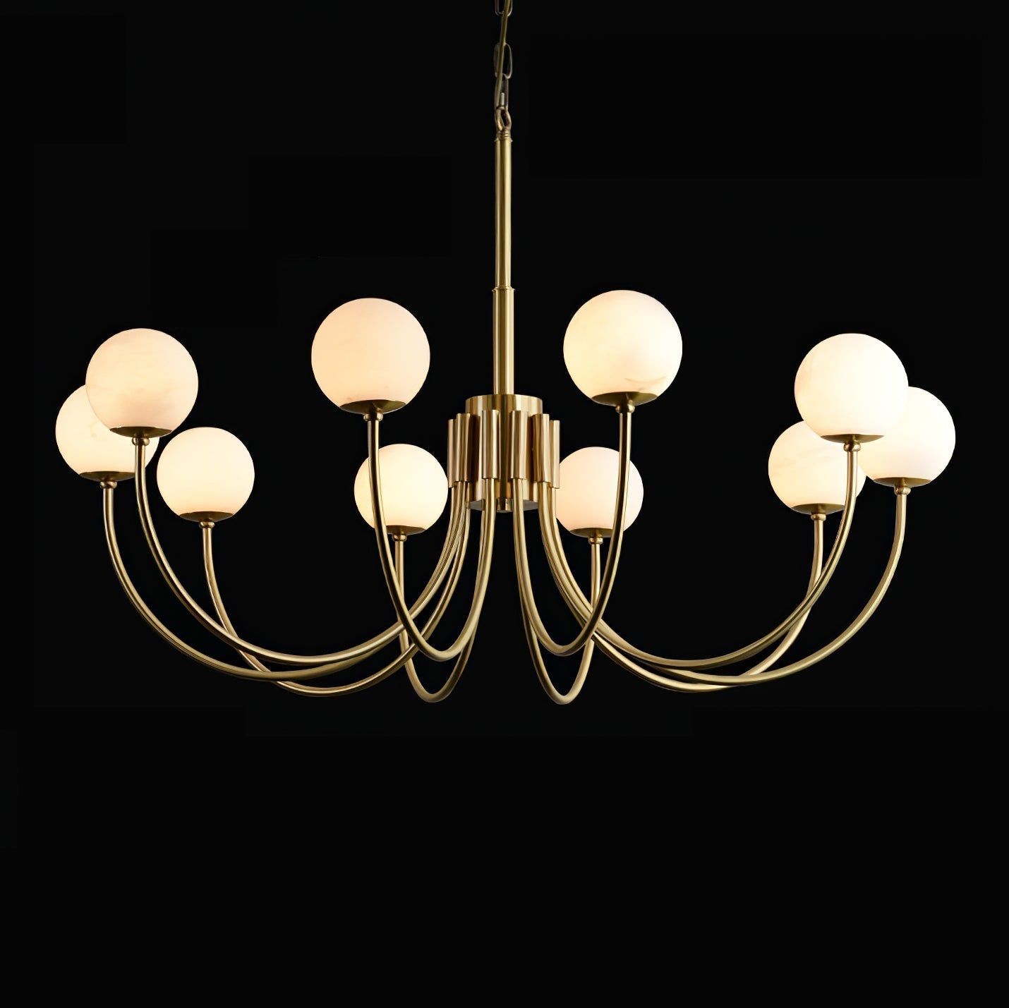 Mjolkuvys Modern Minimalist Globe Brass Alabaster Chandelier