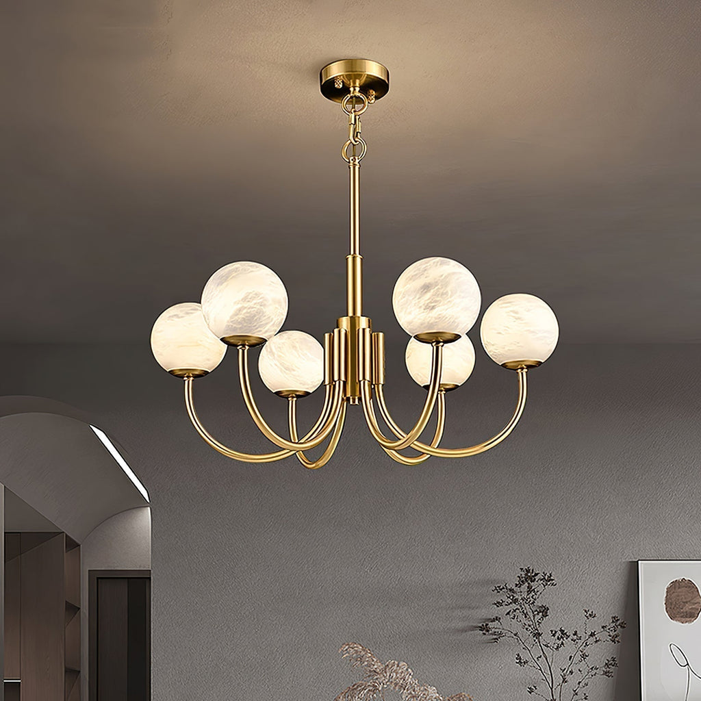 Alira Chandelier Vintage in Alabaster - Kingsley Beaumont