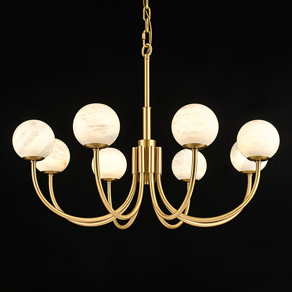 Mjolkuvys Modern Minimalist Globe Brass Alabaster Chandelier
