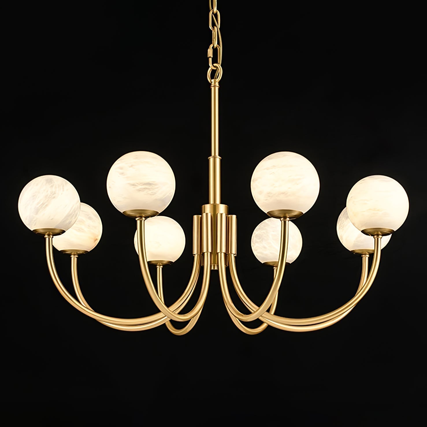 Alira Chandelier Vintage in Alabaster - Kingsley Beaumont