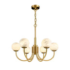 Mjolkuvys Modern Minimalist Globe Brass Alabaster Chandelier