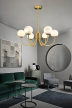 Mjolkuvys Modern Minimalist Globe Brass Alabaster Chandelier