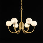 Mjolkuvys Modern Minimalist Globe Brass Alabaster Chandelier