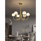 Mjolkuvys Modern Minimalist Globe Brass Alabaster Chandelier