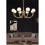 Mjolkuvys Modern Minimalist Globe Brass Alabaster Chandelier