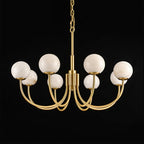 Mjolkuvys Modern Minimalist Globe Brass Alabaster Chandelier