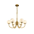 Mjolkuvys Modern Minimalist Globe Brass Alabaster Chandelier